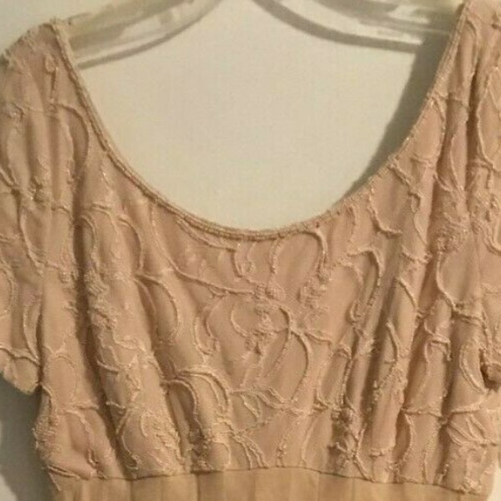 *NWT* Nude/Champagne beaded empire waist dress
